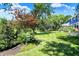 Landscaped backyard with pond view at 635 Terrace Dr, Zionsville, IN 46077