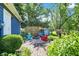 Cozy patio with fire pit and colorful chairs at 635 Terrace Dr, Zionsville, IN 46077