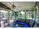 Relaxing screened porch with a blue couch and views of the pond at 635 Terrace Dr, Zionsville, IN 46077