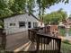 Charming stone home with a spacious deck overlooking the water, offering outdoor enjoyment at 7018 Drum Dr, Nineveh, IN 46164