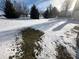 Snowy backyard with a small patch of grass and a white picket fence at 11663 Congressional Ln, Indianapolis, IN 46235