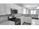 Modern kitchen with white cabinets, stainless steel appliances, granite countertops at 1401 N Pershing Ave, Indianapolis, IN 46222