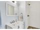 Bathroom with white vanity, walk in shower, and modern fixtures at 2015 Columbia Ave, Indianapolis, IN 46202