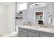 Modern bathroom with double vanity and a large walk-in shower at 2015 Columbia Ave, Indianapolis, IN 46202