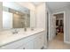 Double vanity bathroom with a large mirror and walk-in closet at 8576 Jeff Cir, Brownsburg, IN 46112