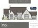 Beautiful exterior elevation of a new home with a stone chimney, arched entryway, and a two-car garage at 1461 Chatham Ridge Ct, Westfield, IN 46074