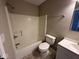 Updated bathroom with tub, toilet and vanity at 3371 Lauren Dr, Indianapolis, IN 46235