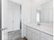 Bright bathroom with white vanity and a large mirror at 5751 Cr W 750 N, McCordsville, IN 46055