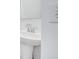 Simple bathroom with white pedestal sink and chrome faucet at 5763 Cr W 750 N, McCordsville, IN 46055
