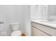 Clean bathroom with single vanity and white cabinets at 5767 Cr W 750 N, McCordsville, IN 46055