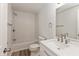 Clean bathroom, featuring white subway tiles and a modern vanity at 3035 Alice Ave, Indianapolis, IN 46237