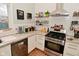 Kitchen boasting stainless steel appliances, gas range and subway tile backsplash and concrete countertops at 1719 Fletcher Ave, Indianapolis, IN 46203