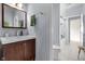 Simple bathroom with single vanity and shower/tub at 7812 Preservation Dr, Indianapolis, IN 46278