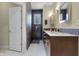Clean bathroom with walk-in shower and double vanity at 7812 Preservation Dr, Indianapolis, IN 46278