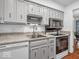 Modern kitchen boasting sleek gray cabinetry, stainless appliances, and granite countertops at 2224 Boston Ct # A, Indianapolis, IN 46228