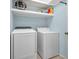 Functional laundry room featuring a modern washer and dryer with overhead shelving at 2224 Boston Ct # A, Indianapolis, IN 46228