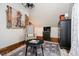 This bright bedroom is well lit by a ceiling fan and light from a large window at 301 Lowry St, Jamestown, IN 46147