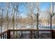 Deck overlooking a snowy wooded area with tall trees at 7952 Sunset Cove Dr, Indianapolis, IN 46236