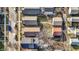 Birds-eye view of a neighborhood street showcasing home rooftops and street parking at 1028 Albany St, Indianapolis, IN 46203