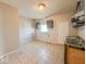 Kitchen with gray cabinets and tile floor at 1913 S Talbott Se St, Indianapolis, IN 46225
