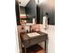 Modern powder room with dark vanity and patterned tile at 5465 S State Road 75, Jamestown, IN 46147