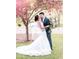 Bride and groom kissing under a blossoming tree at 5465 S State Road 75, Jamestown, IN 46147