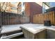 Private backyard with wooden fence and steps at 588 E Vermont St, Indianapolis, IN 46202