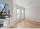 Home office with hardwood floors and a view to the balcony at 588 E Vermont St, Indianapolis, IN 46202