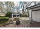 Backyard patio area with fire pit and three-car garage at 8365 N Pennsylvania St, Indianapolis, IN 46240