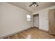 Bedroom with hardwood floors, ceiling fan and closet at 1425 Sabrina Cir, Plainfield, IN 46168