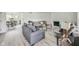 Spacious living room with gray sofas and a fireplace at 4657 E 62Nd St, Indianapolis, IN 46220