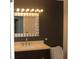 Bathroom with dark gray walls and modern vanity at 5914 Mornay Dr, Indianapolis, IN 46254