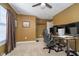 Home office boasts a standing desk, two monitors and a comfortable chair at 7541 Mather Ln, Indianapolis, IN 46239