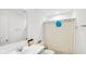 Simple bathroom with off-white vanity and shower at 17083 Cole Evans Dr, Noblesville, IN 46060