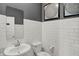 Small bathroom with white subway tiles and modern vanity at 3872 Branch Cir, Franklin, IN 46131