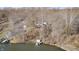 Scenic aerial view of the property with lake access and a private dock at 459 W Lakeview Dr, Nineveh, IN 46164