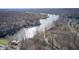 Overhead view of a lake community featuring waterfront homes with private docks at 459 W Lakeview Dr, Nineveh, IN 46164