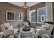 Relaxing sitting area with wood-paneled walls, comfortable seating, and chandelier at 196 Brunson St, Westfield, IN 46074