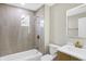 Updated bathroom with a bathtub, shower, and stylish vanity at 2215 Brookside Ave, Indianapolis, IN 46218