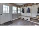 Functional mudroom with built-in bench, storage, and hooks at 5750 W 300 N Rd, Bargersville, IN 46106