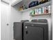Functional laundry room with washer, dryer, and shelving at 741 Ironwood Dr, Avon, IN 46123
