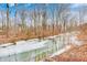 Partially frozen creek running through a wooded area at 9600 N 500 E, Pendleton, IN 46064
