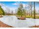 Frozen pond with a small island and surrounding trees at 9600 N 500 E, Pendleton, IN 46064