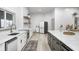 Modern kitchen with white cabinets, quartz countertops and a large island at 9600 N 500 E, Pendleton, IN 46064
