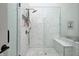 Clean and modern walk-in shower with marble tile at 9600 N 500 E, Pendleton, IN 46064