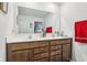 Double vanity bathroom with large mirror and access to bedroom at 1075 Galaxy Ln, Danville, IN 46122