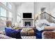 Elegant living room with a fireplace, large TV and ample seating at 4416 Voyageur Way, Carmel, IN 46074