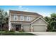 Two-story house with green siding, brick accents, and a two-car garage at 5904 Sunstone Rd, Indianapolis, IN 46239