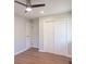 Bedroom with hardwood floors and double door closet at 10138 Catalina Dr, Indianapolis, IN 46235