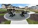 Circular fire pit area with seating in a new community at 4183 Douro Trl, Westfield, IN 46062